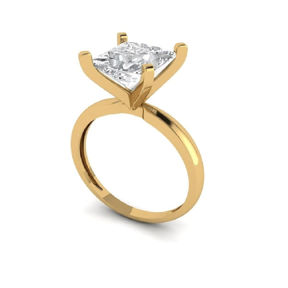 Princess Cut Diamond Solitaire Engagement Ring White, Yellow, Rose Gold Plated