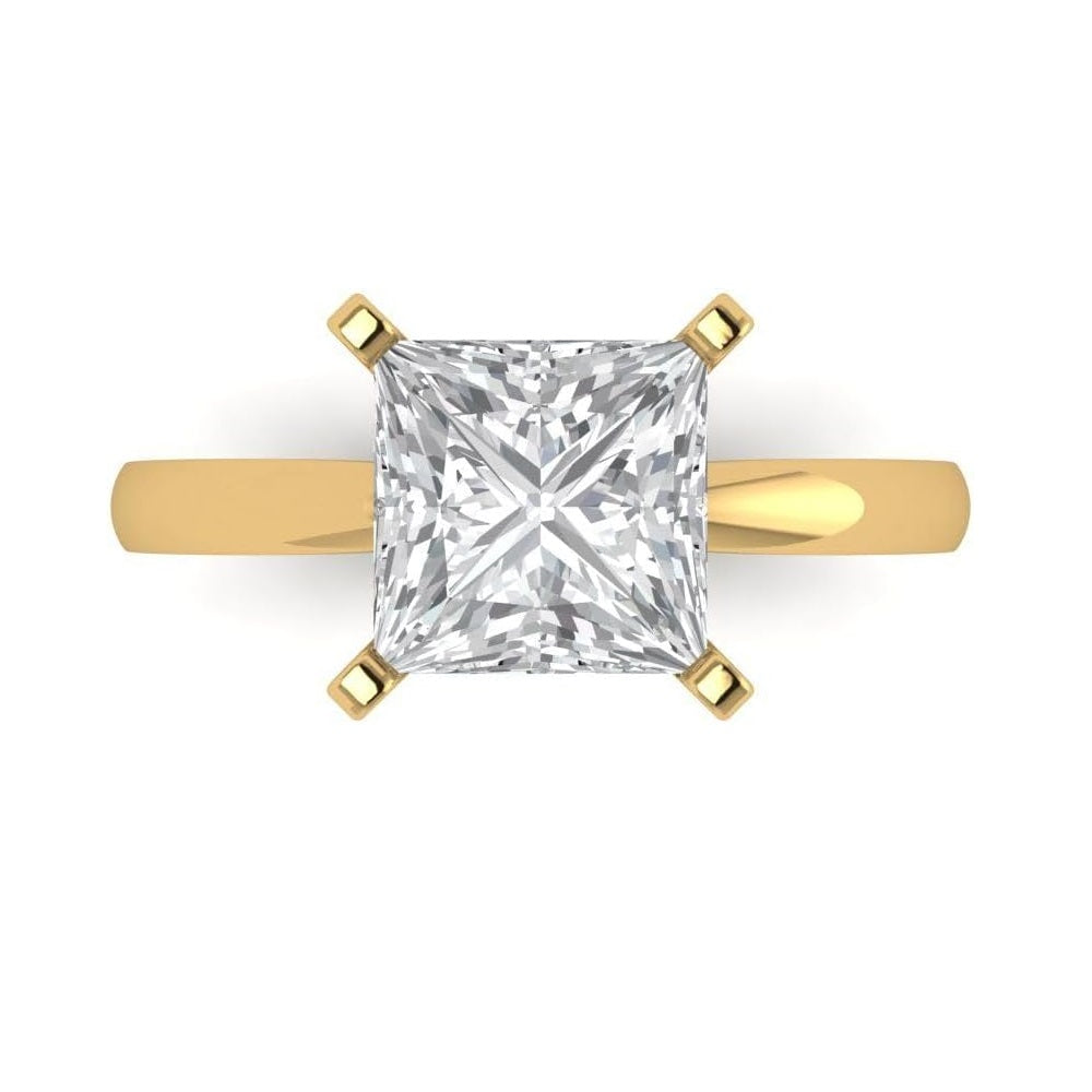 Princess Cut Diamond Solitaire Engagement Ring White, Yellow, Rose Gold Plated