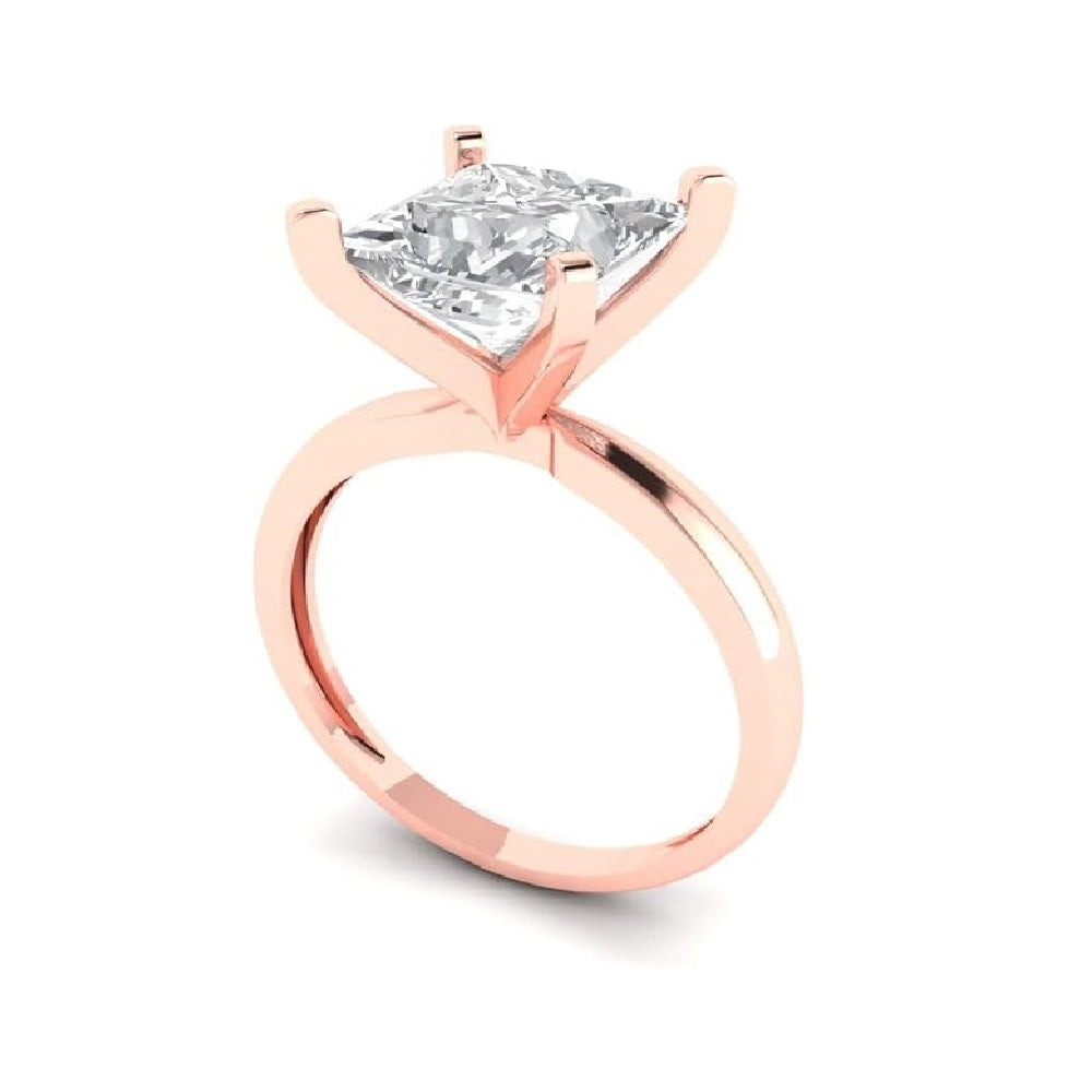 Princess Cut Diamond Solitaire Engagement Ring White, Yellow, Rose Gold Plated