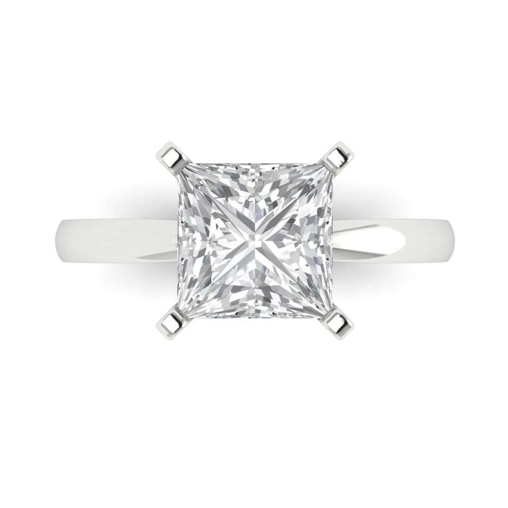 Princess Cut Diamond Solitaire Engagement Ring White, Yellow, Rose Gold Plated