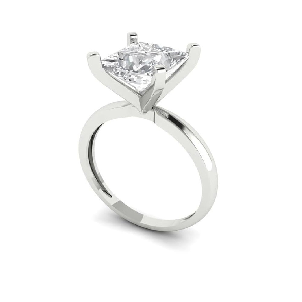 Princess Cut Diamond Solitaire Engagement Ring White, Yellow, Rose Gold Plated
